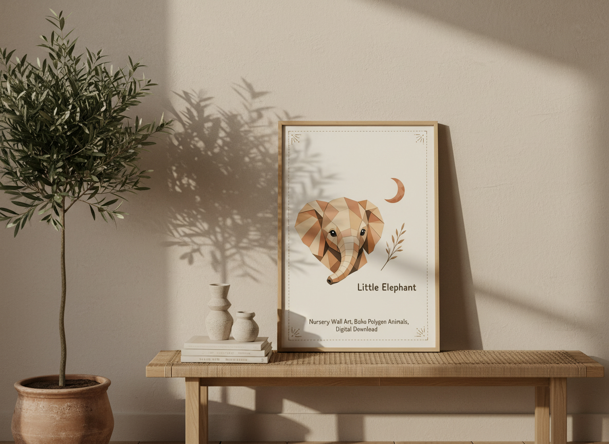 Nursery Wall Art, Boho Polygon Animals, Digital Download view 5